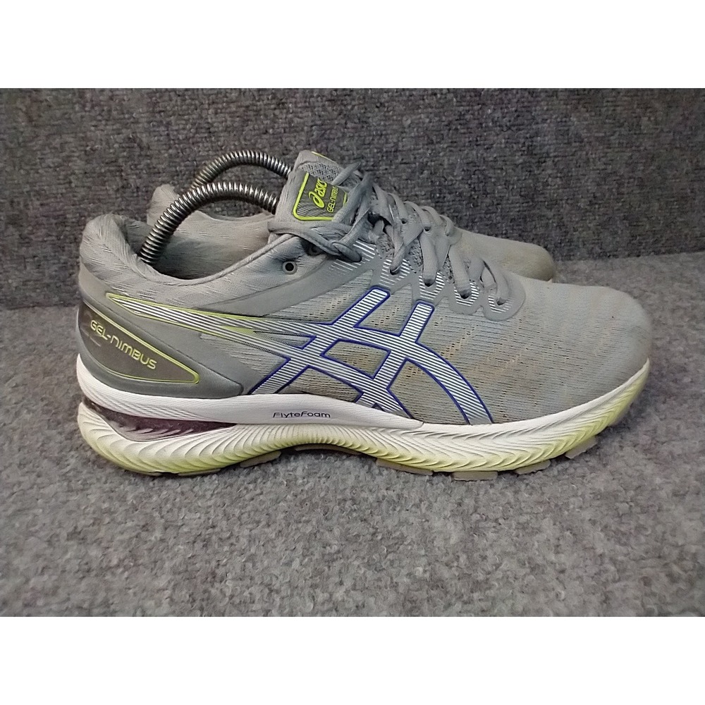 Asics Gel-Nimbus 22 Grey Lime Blue Running Shoes Womens 10 1012A587